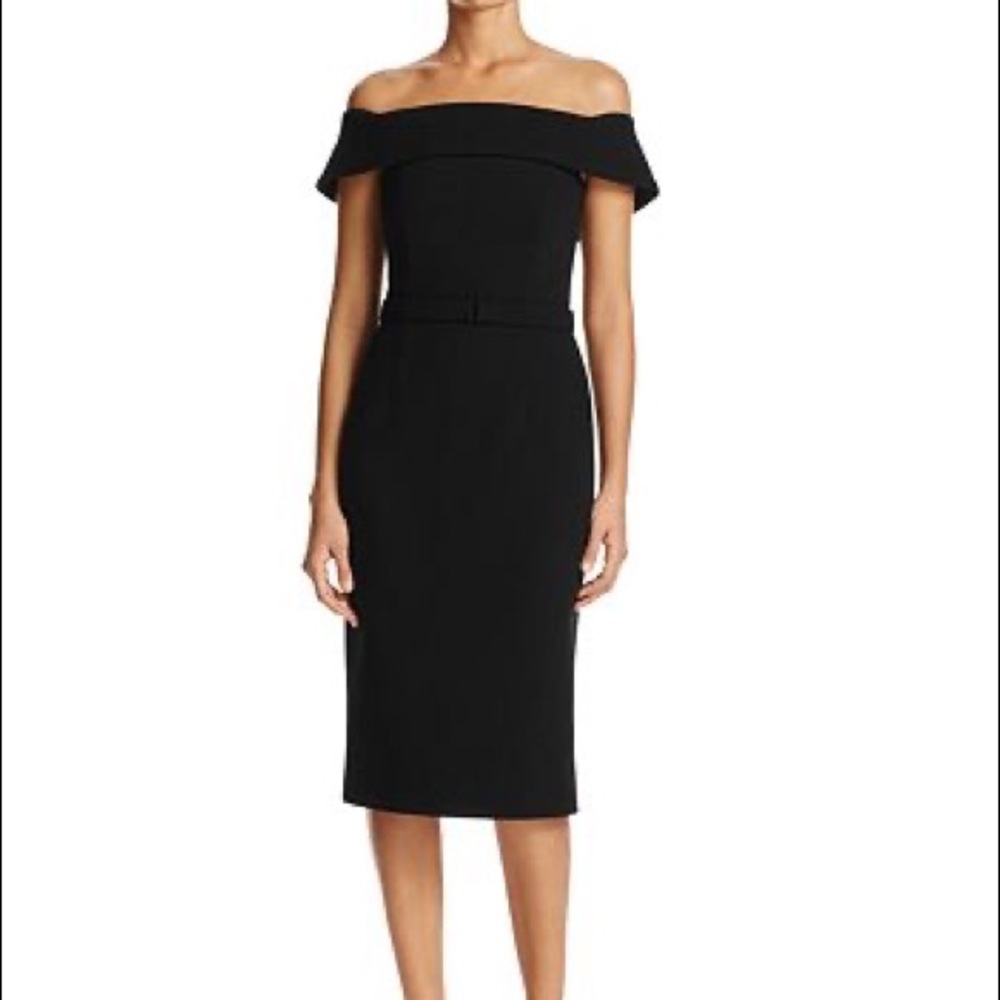 NWT HUGO BOSS black off the shoulders dress